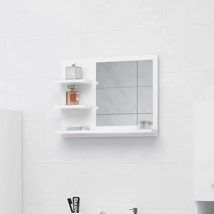 Miroir de salle de bain blanc 60x10,5x45 cm bois d’ingénierie