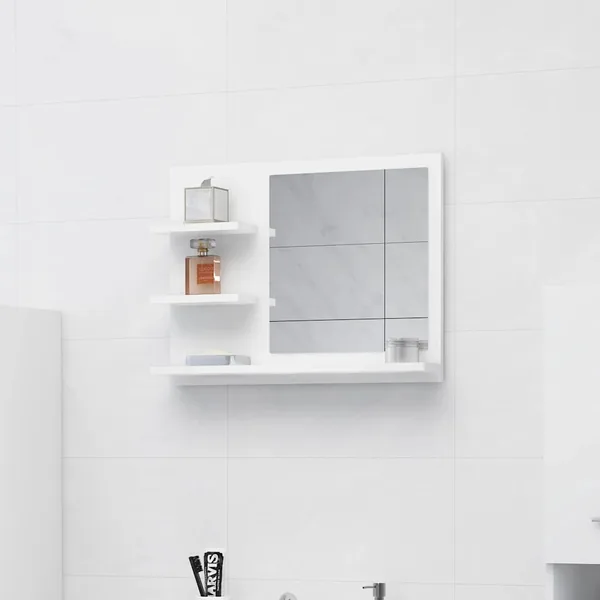 Miroir de salle de bain blanc 60x10,5x45 cm bois d’ingénierie