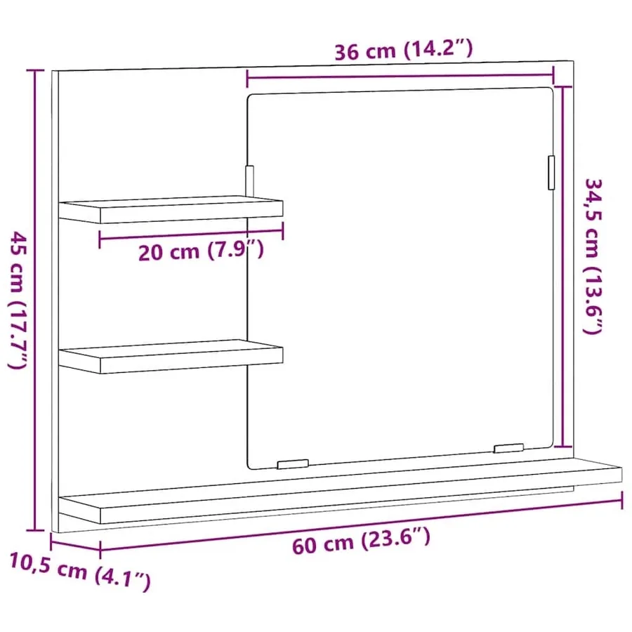 Miroir de salle de bain blanc 60x10,5x45 cm bois d’ingénierie - 7