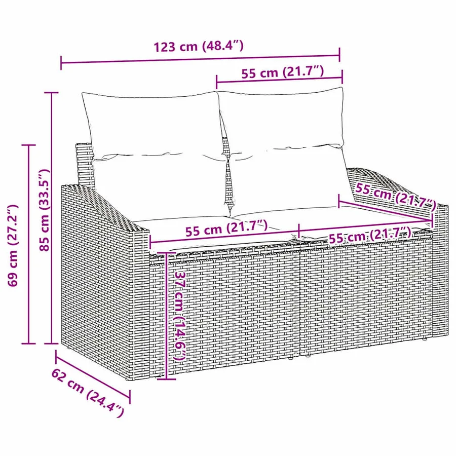 Ensemble de Canapés 9 pcs Beige et Gris clair polyrotin - 10