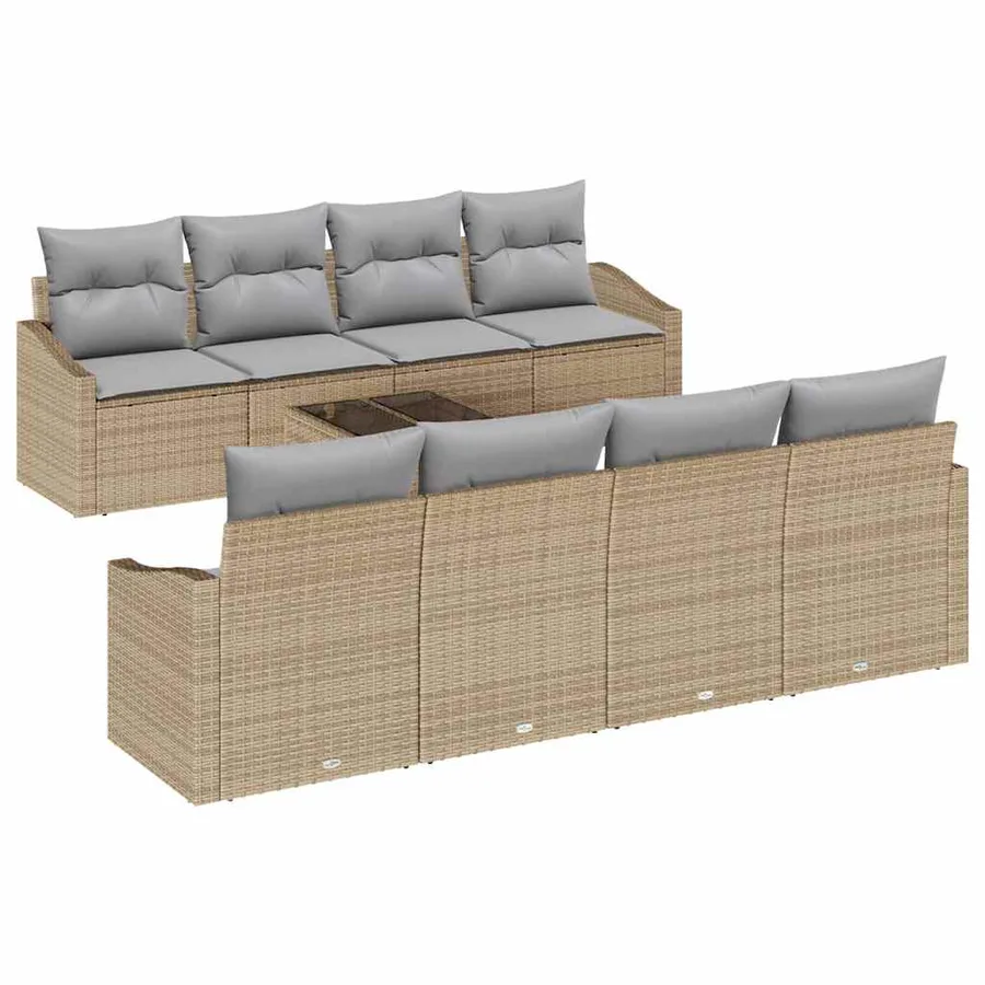 Ensemble de Canapés 9 pcs Beige et Gris clair polyrotin - 2