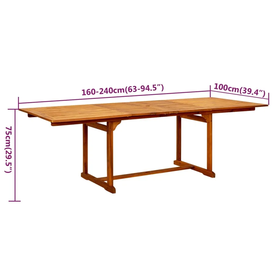 Ensemble à manger de jardin 9 pcs Bois d'acacia massif 160-240 cm - 9
