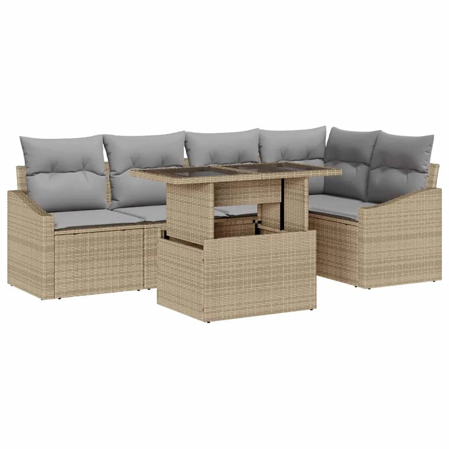 Ensemble de canapé de jardin 6 pcs beige et gris clair - 2
