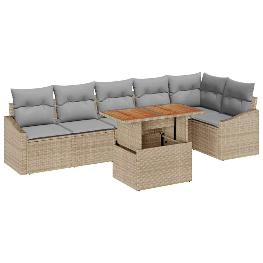 Ensemble de canapé de jardin 7 pc Beige et gris - 2