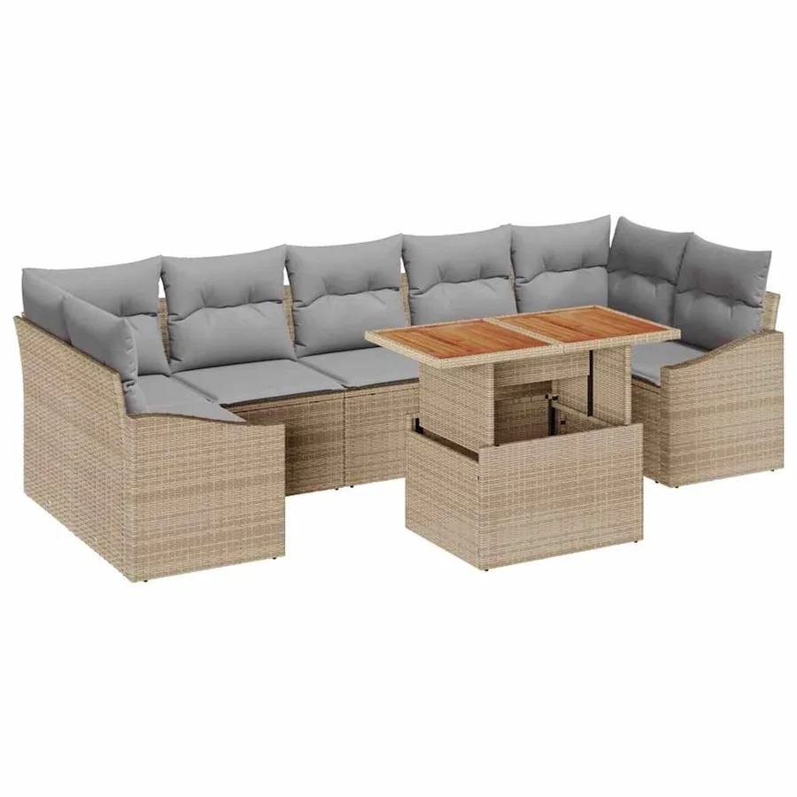 Ensemble de canapé de jardin 8 pc Beige et gris - 2
