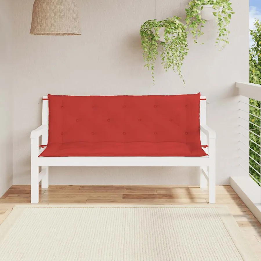 Coussin de banc de jardin rouge 150x(50+50)x7 cm tissu oxford - 3