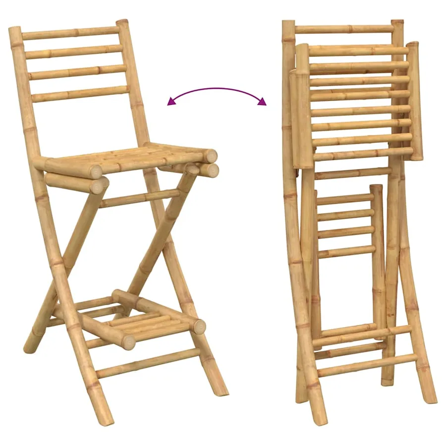 Ensemble de bar d'extérieur pliable en bambou 3 pcs - 7
