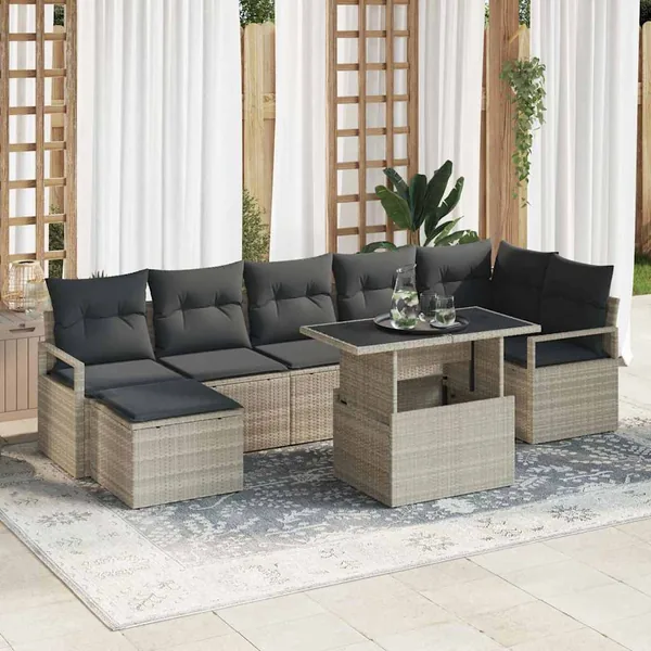 Ensemble de canapé de jardin avec coussin 8 pcs Gris clair
