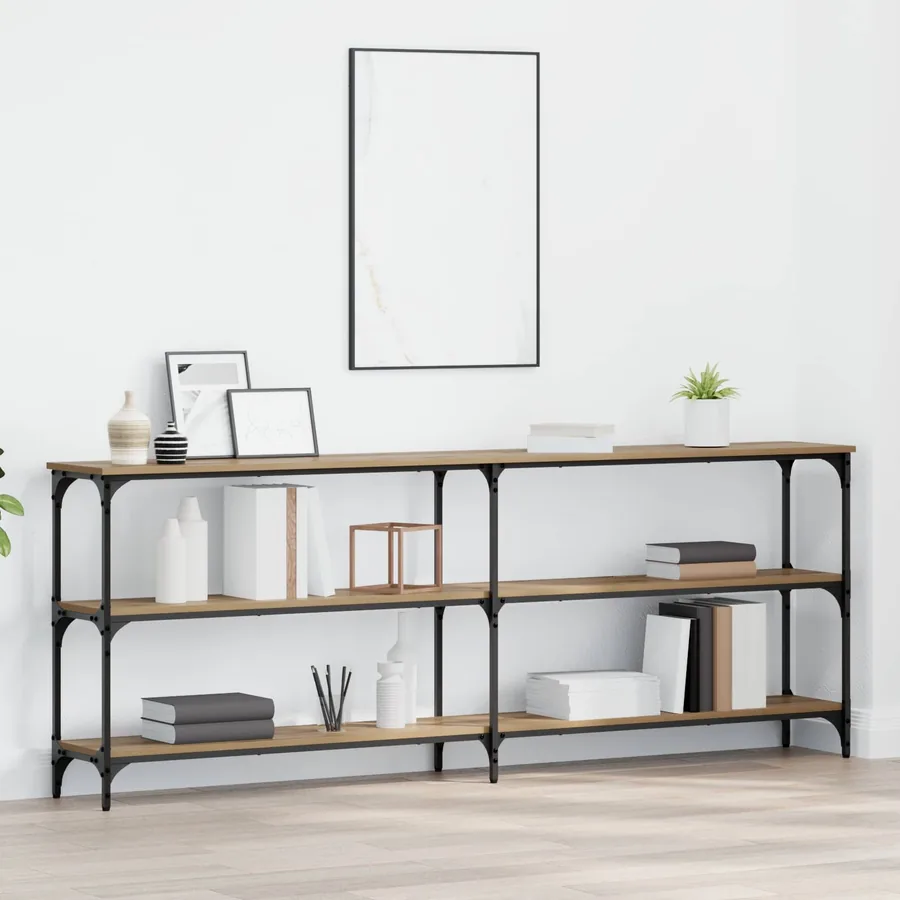 Table console chêne artisanal 200 x 29 x 75 cm