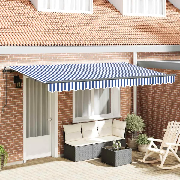 Auvent Rétractable Bleu 350 x 200 cm tissu