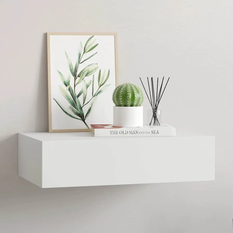 Étagère à tiroir murale Blanc 40x23,5x10 cm MDF