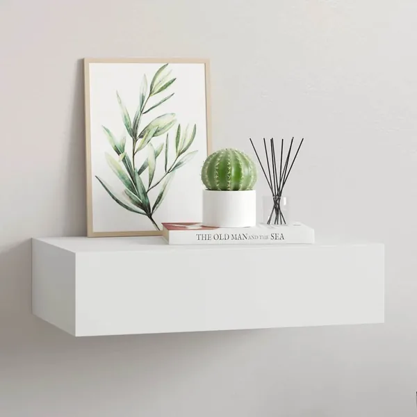 Étagère à tiroir murale Blanc 40x23,5x10 cm MDF