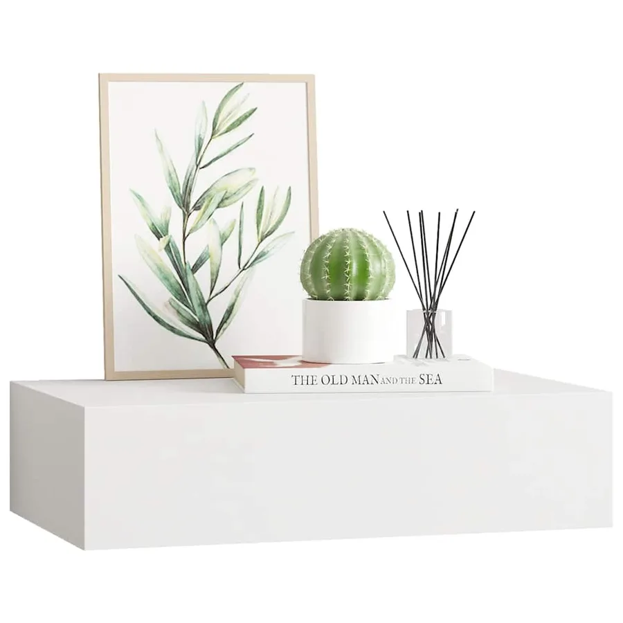 Étagère à tiroir murale Blanc 40x23,5x10 cm MDF - 4