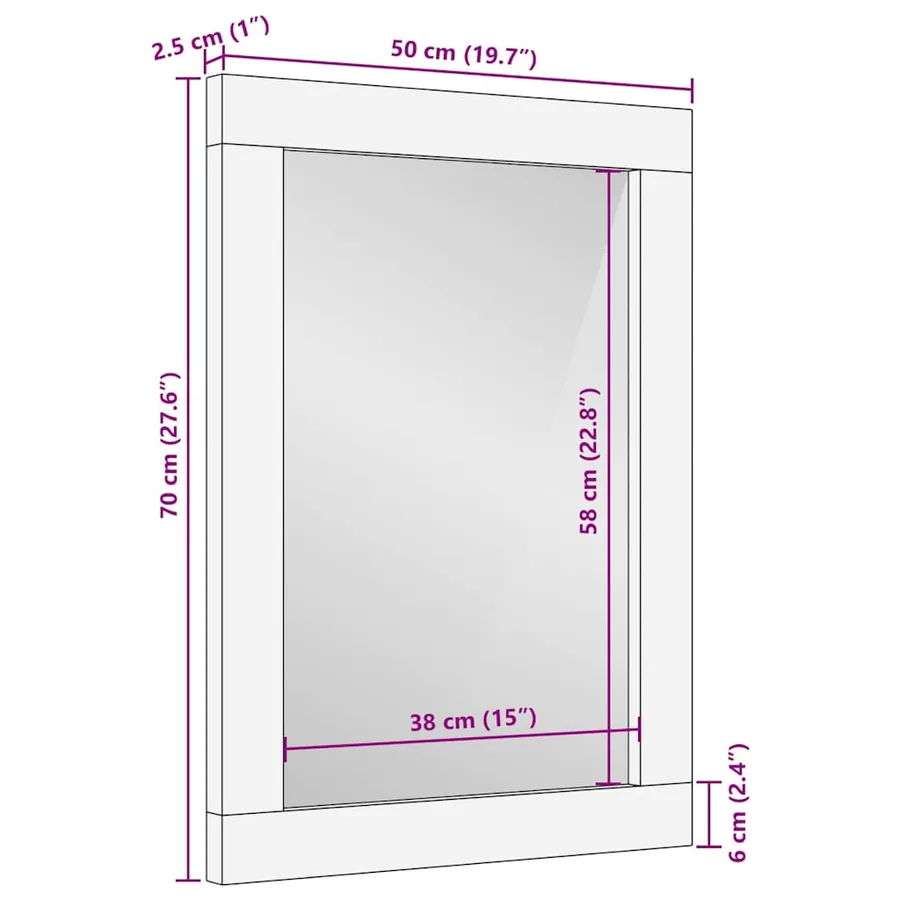 Miroir Rectangulaire Marron et Argent 50 x 2,5 x 70 cm - 10