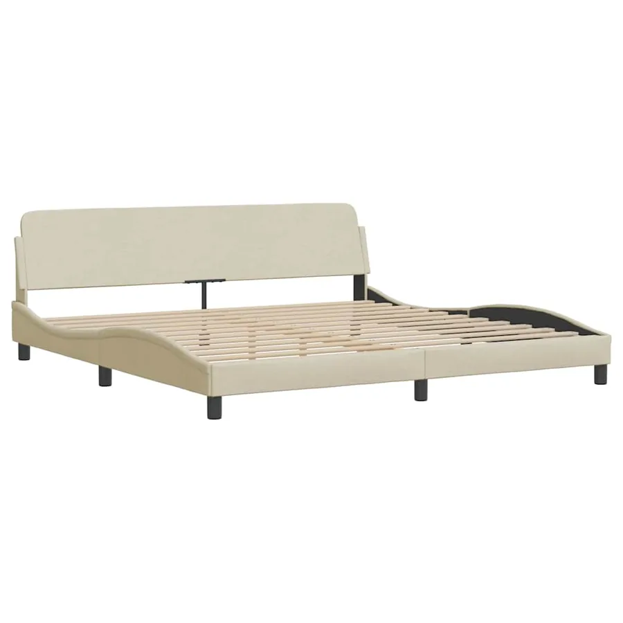 Cadre de lit sans matelas crème 200x200 cm tissu - 5
