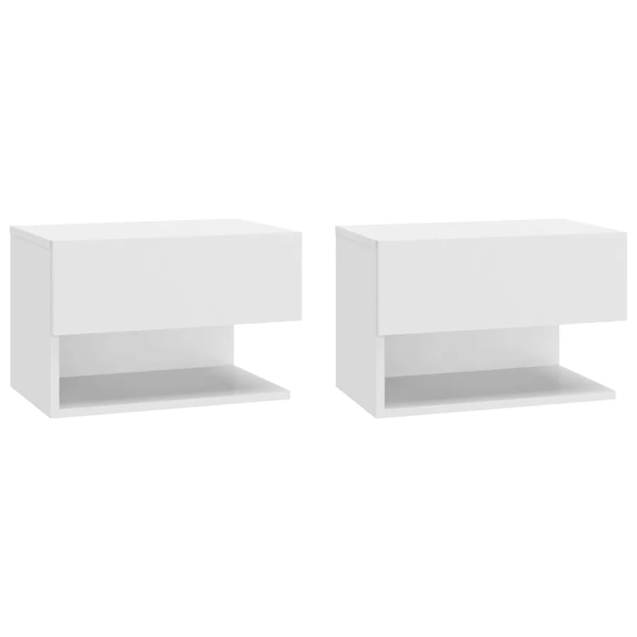 Tables de chevet murales 2 pcs Blanc - 2