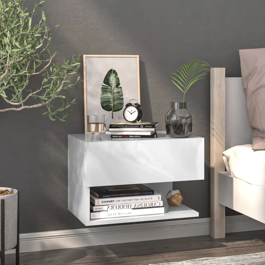 Tables de chevet murales 2 pcs Blanc - 3