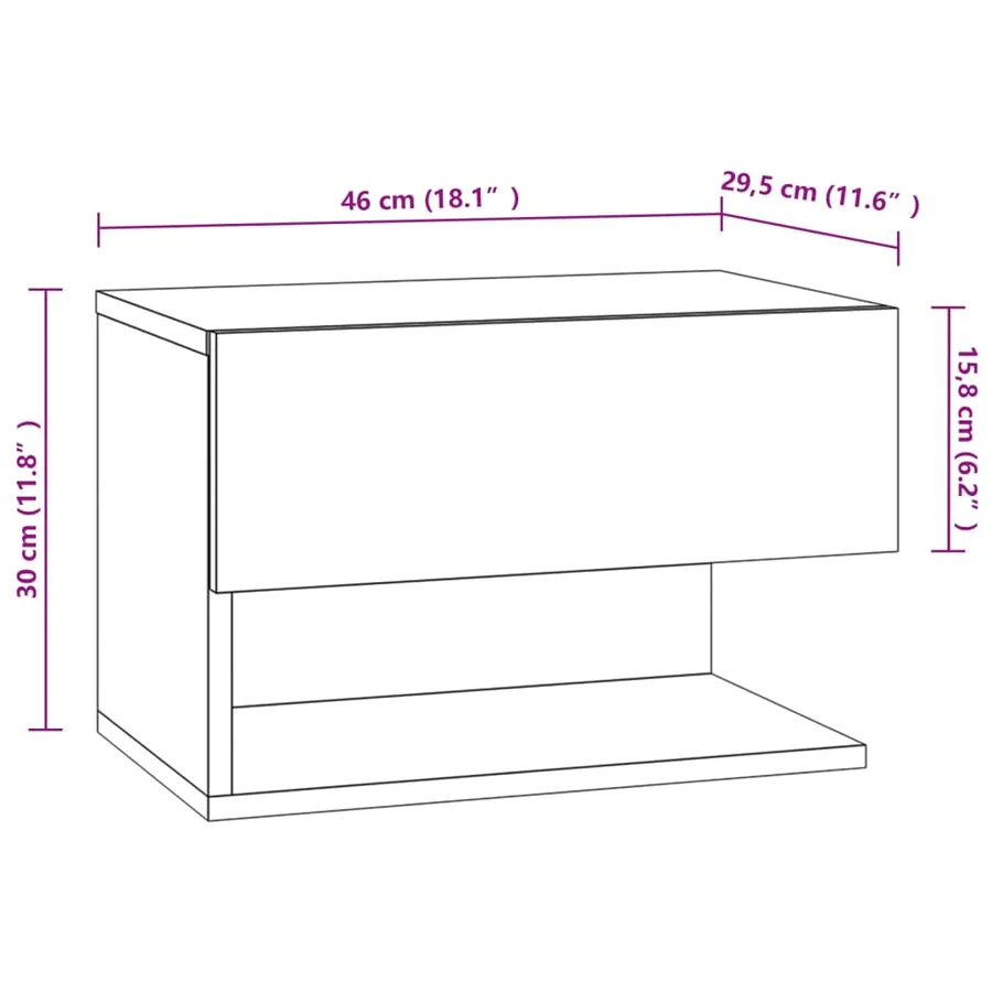 Tables de chevet murales 2 pcs Blanc - 9