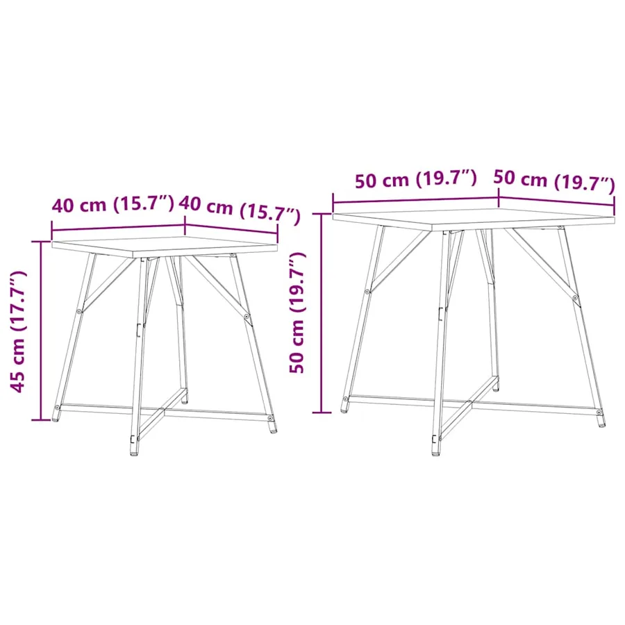 Ensemble de tables d'appoint 2 pc Chêne artisanal et noir - 8