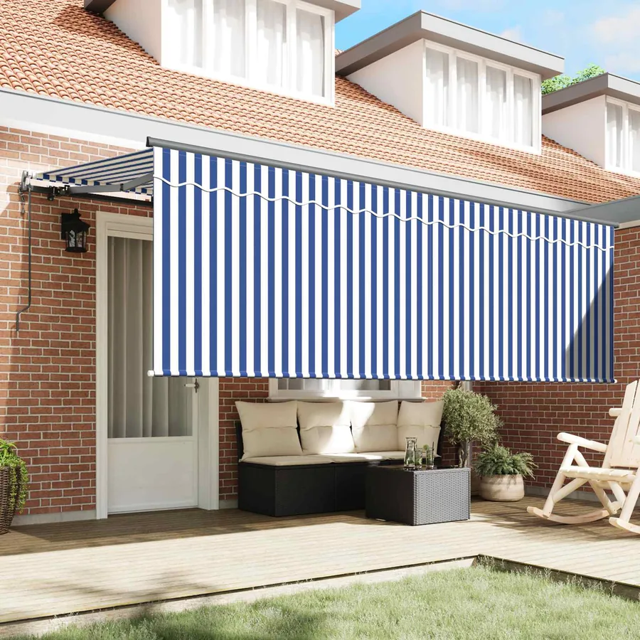 Auvent Rétractable Bleu et Blanc 400 x 200 cm - 3
