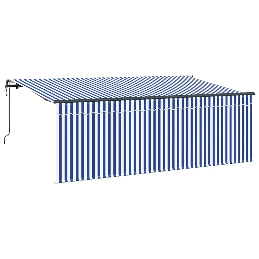 Auvent Rétractable Bleu et Blanc 400 x 200 cm - 4