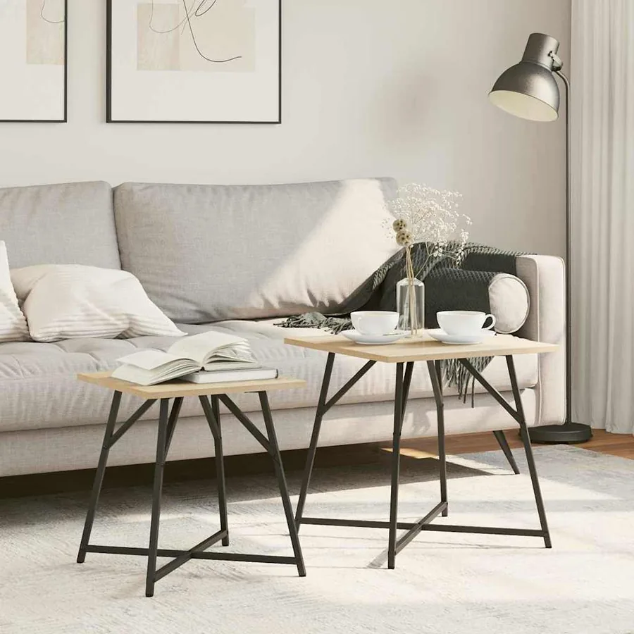 Ensemble de tables d'appoint 2 pcs Chêne Sonoma et noir