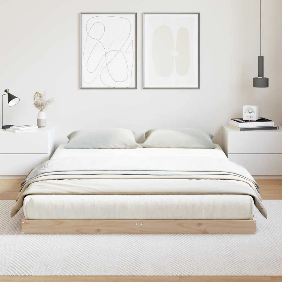 Cadre de lit surélevé Naturel 140 x 210 cm Pin massif - 3