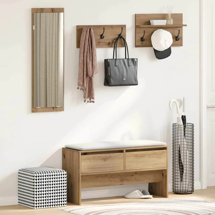 Ensemble de meubles d'entrée Chêne artisan 90 x 31 x 46,5 cm