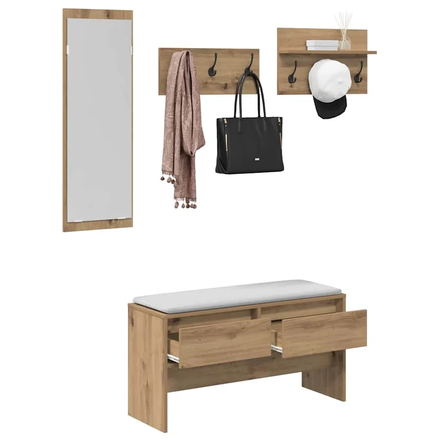 Ensemble de meubles d'entrée Chêne artisan 90 x 31 x 46,5 cm - 3