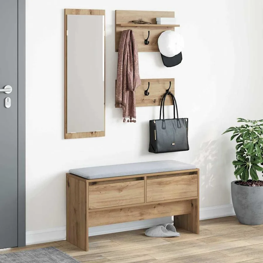 Ensemble de meubles d'entrée Chêne artisan 90 x 31 x 46,5 cm - 4