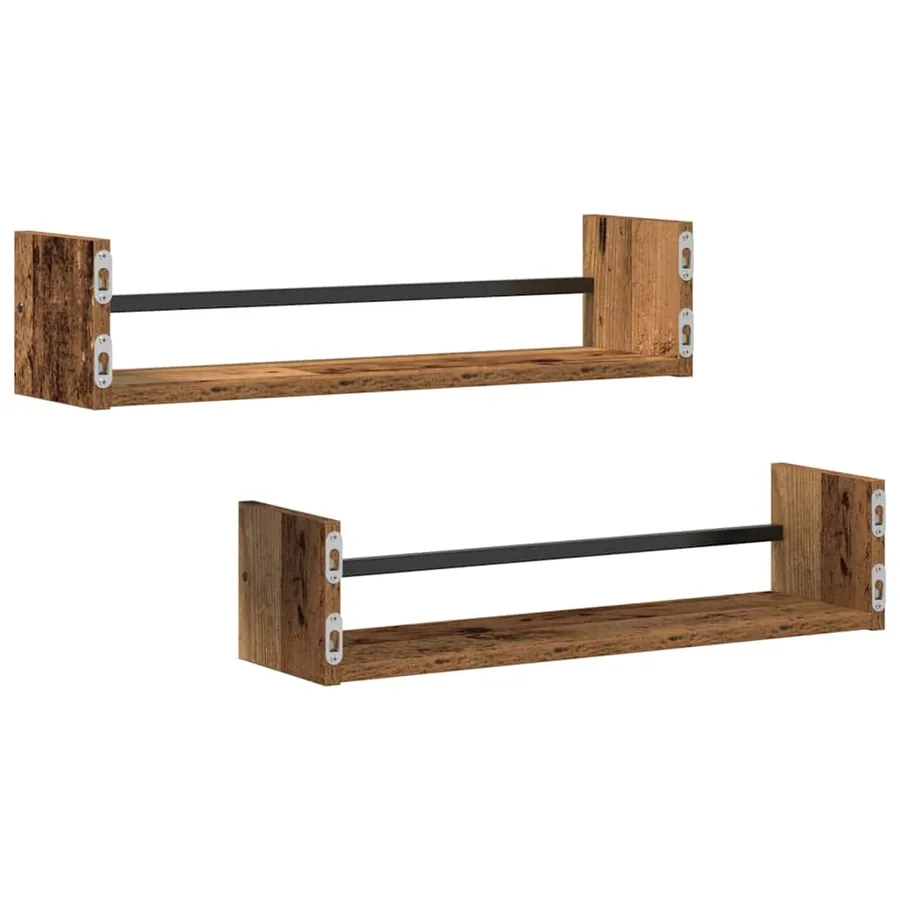 Étagère Murale Montage mural 2 pcs Bois ancien 60 x 16 x 14 cm - 5