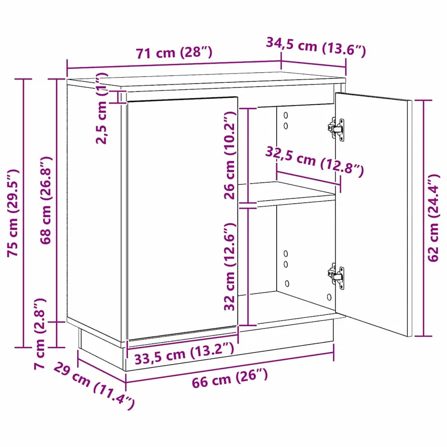 Buffet LED pour Bois ancien 71 x 34,5 x 75 cm - 16