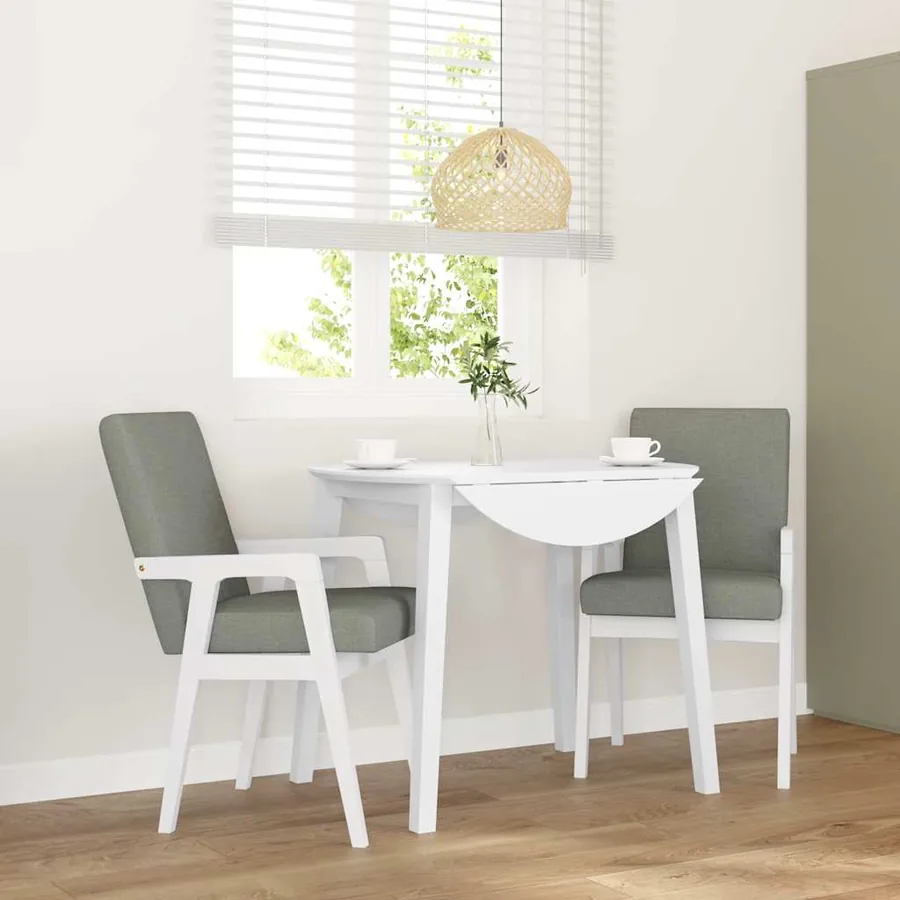 Chaises de salle à manger avec coussins (2 pcs) bois massif blanc caoutchouc