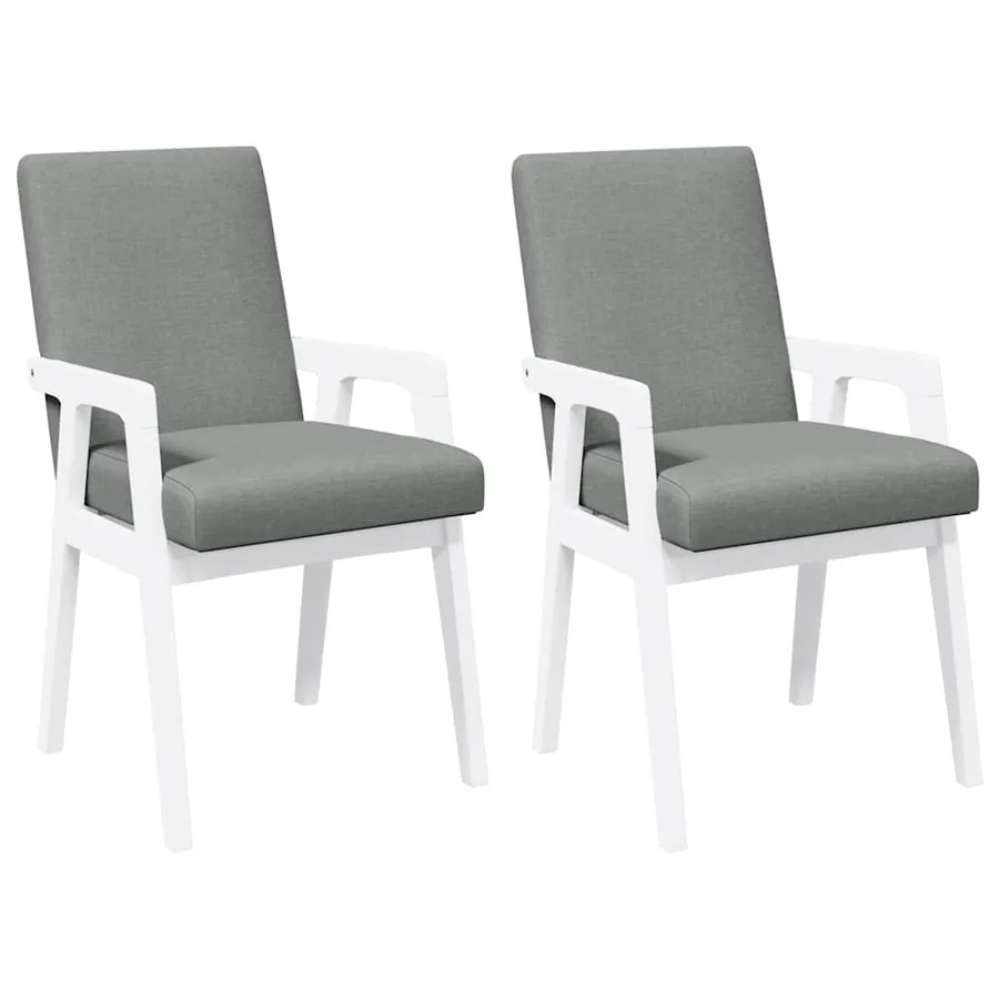 Chaises de salle à manger avec coussins (2 pcs) bois massif blanc caoutchouc - 2