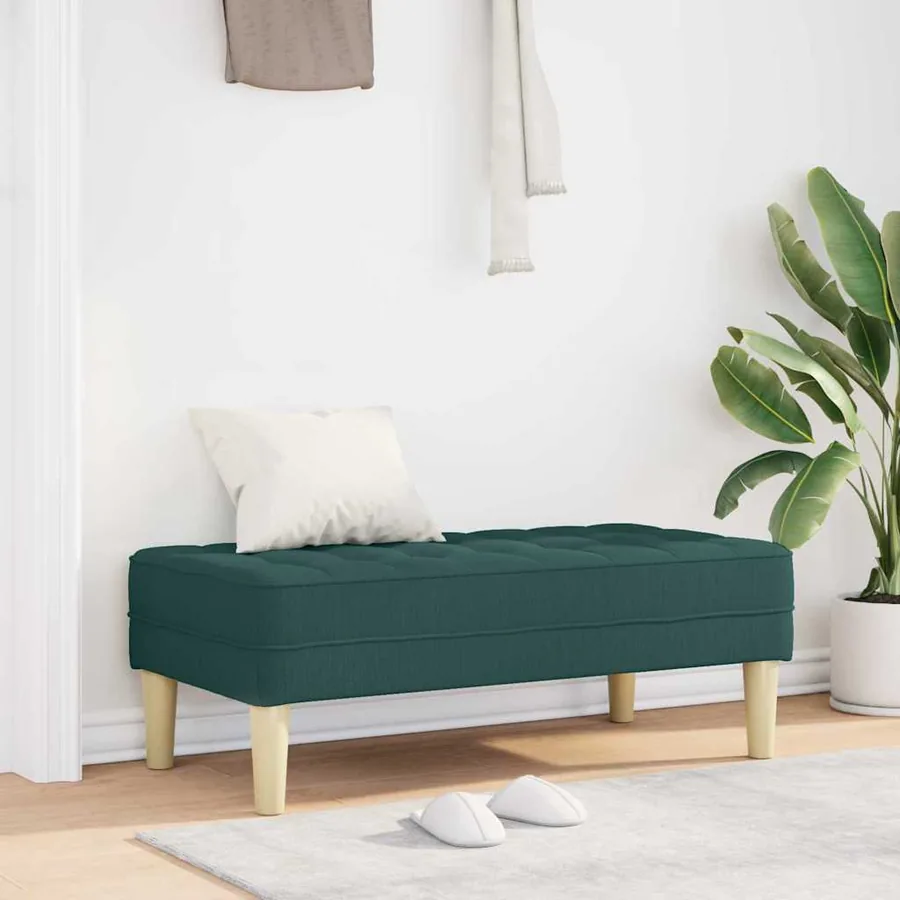 banc avec coussin Vert foncé 113 x 57 x 39 cm tissu