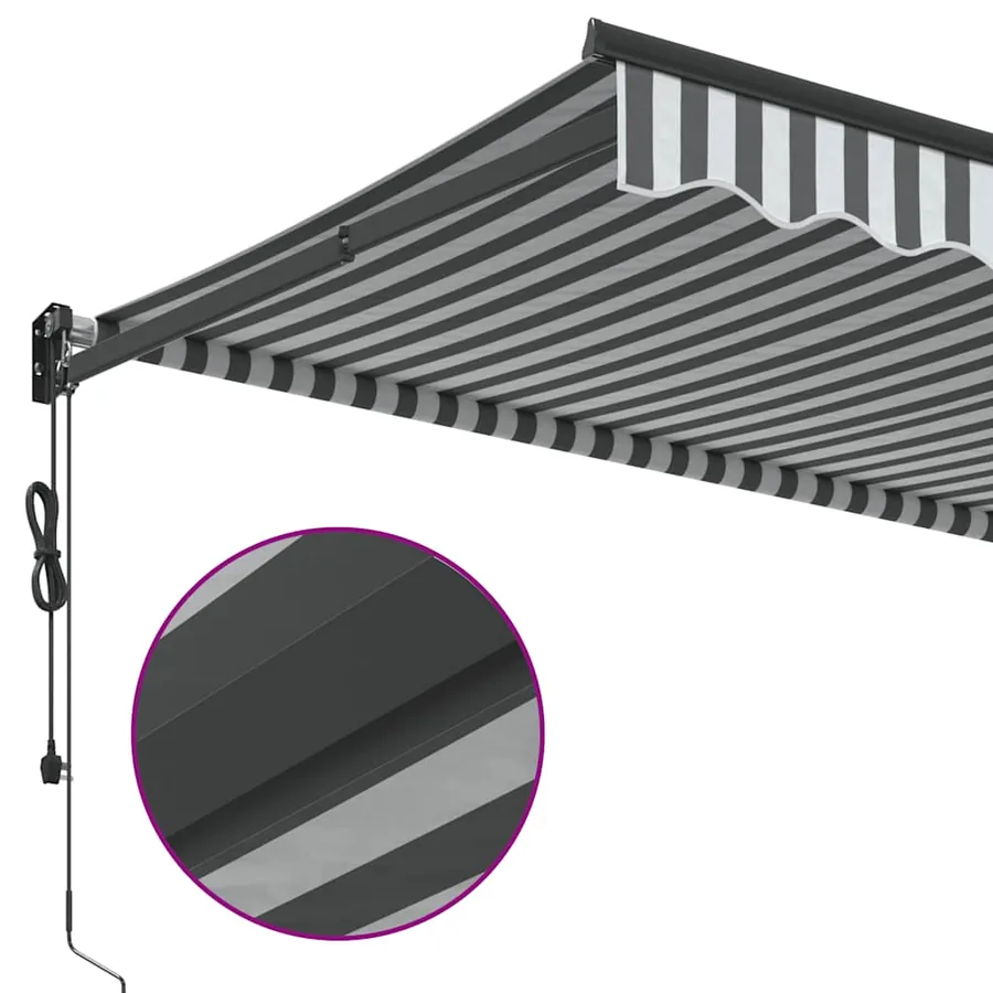 Auvent rétractable anthracite et blanc 3,5x2,5m tissu/aluminium - 7