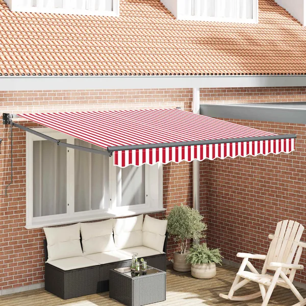 Auvent rétractable Rouge et Blanc 350 x 250 cm