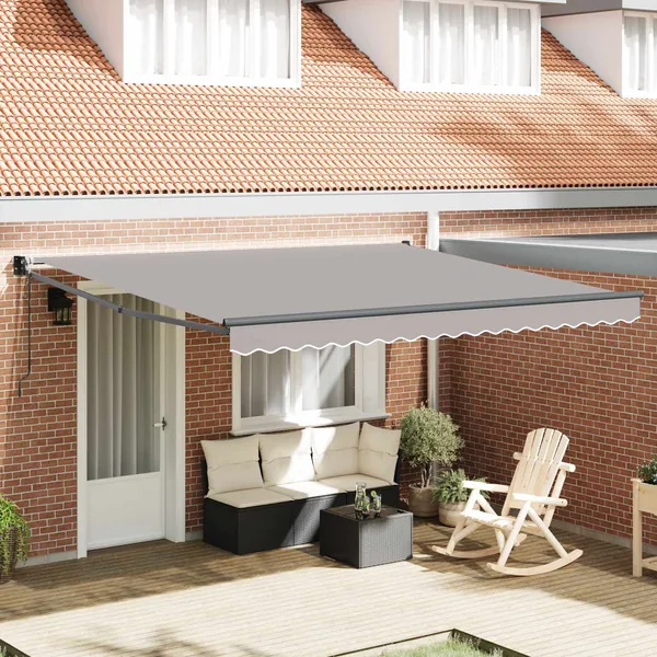 Auvent rétractable Gris clair 400 × 300 cm Polyester et métal