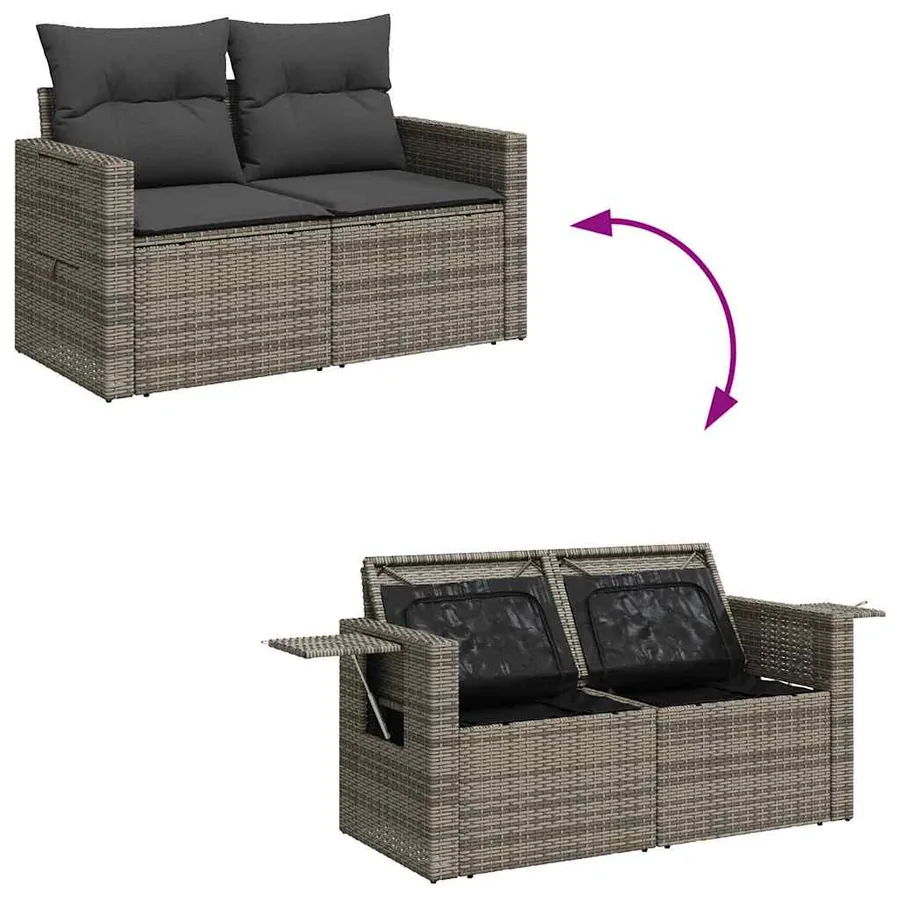 Ensemble de canapé de jardin avec coussin 9 pcs Gris - 11