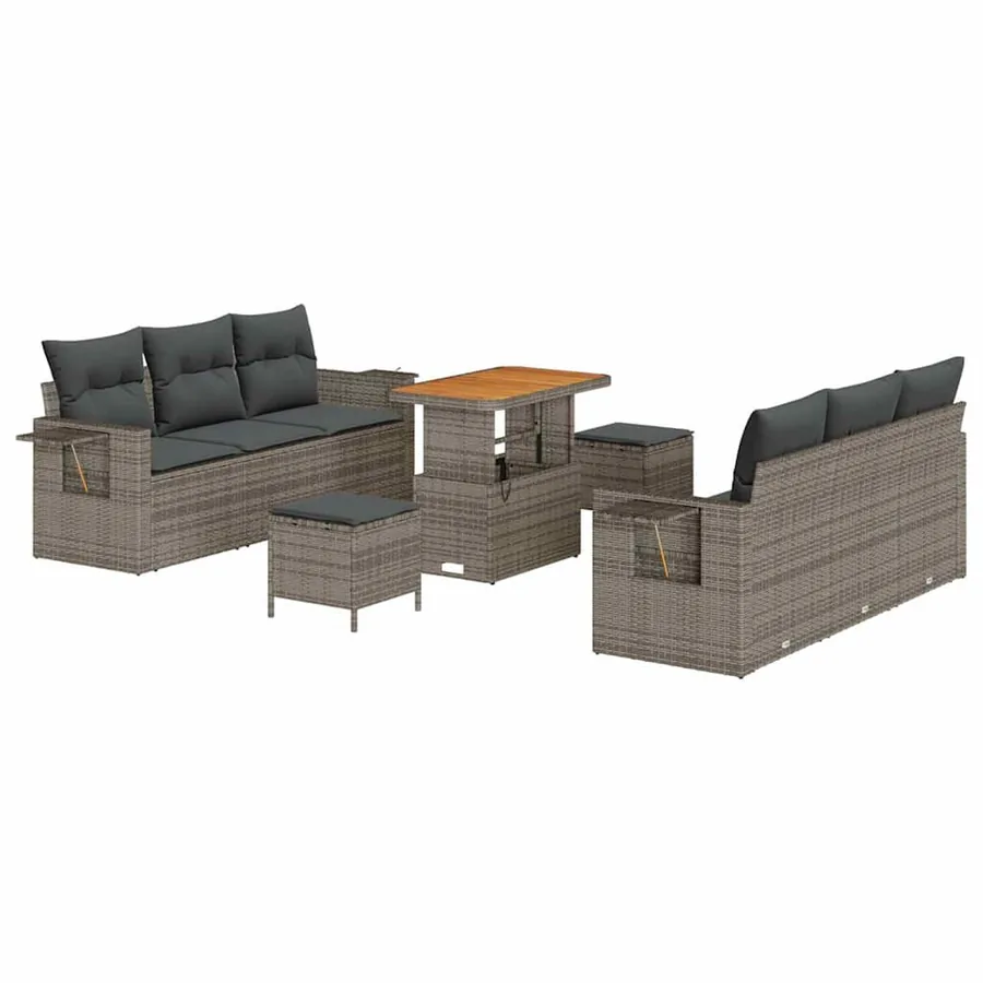 Ensemble de canapé de jardin avec coussin 9 pcs Gris - 2