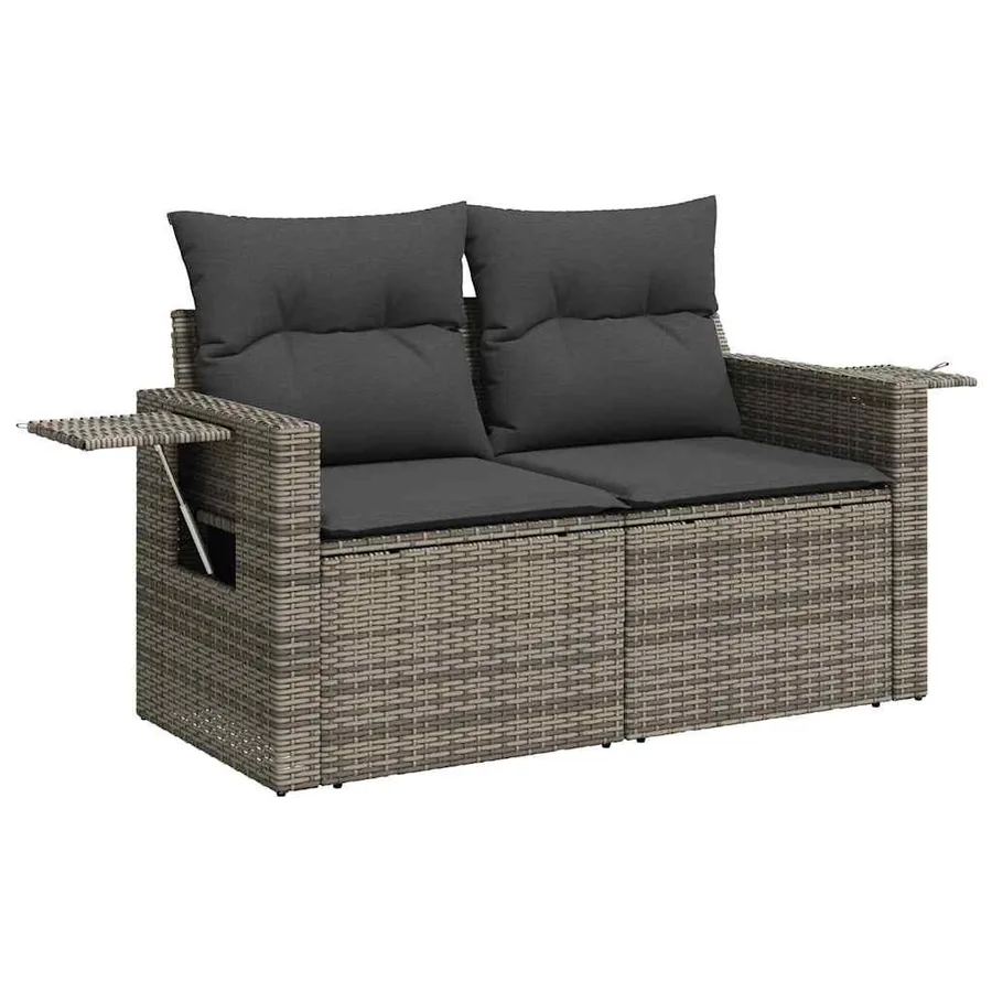 Ensemble de canapé de jardin avec coussin 9 pcs Gris - 6