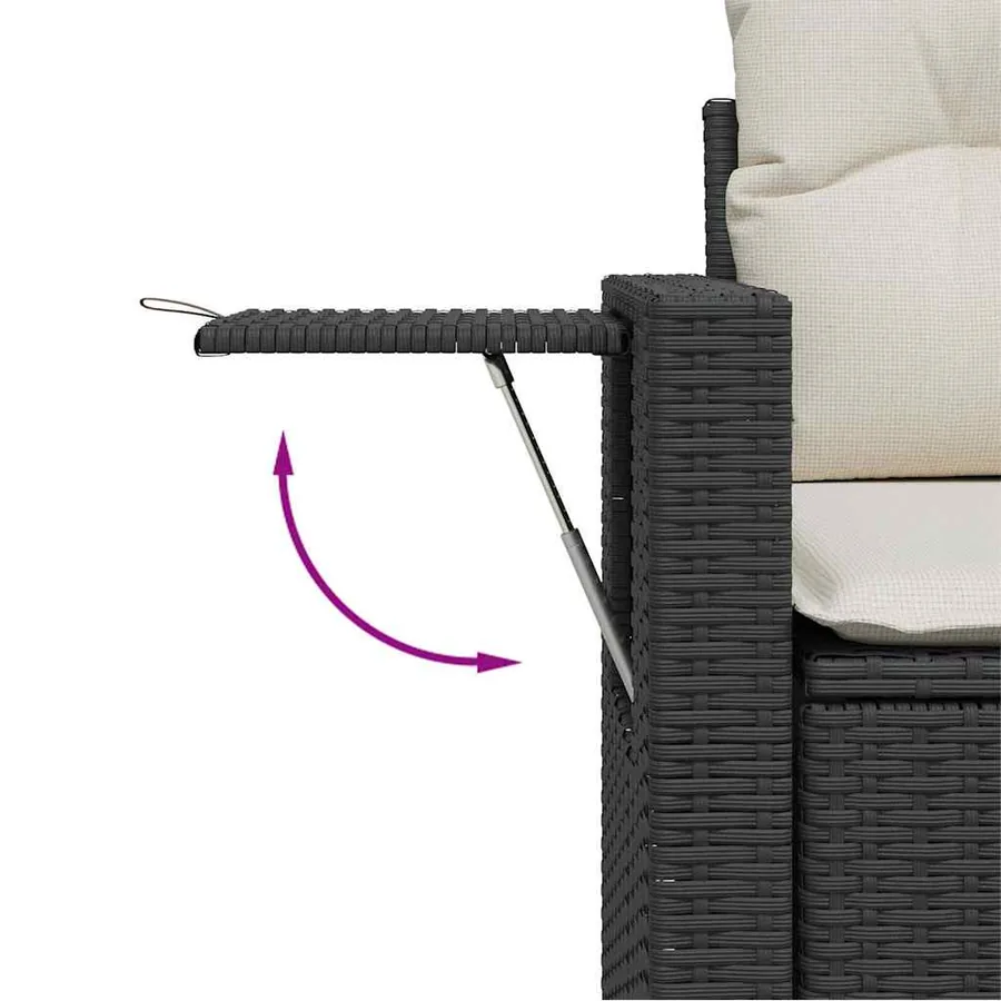 Ensemble de canapé de jardin 9 pcs Noir et Crème polyrotin - 14