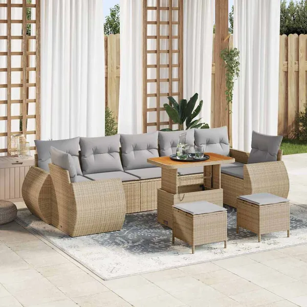 Ensemble de canapé de jardin 10 pcs beige et gris clair