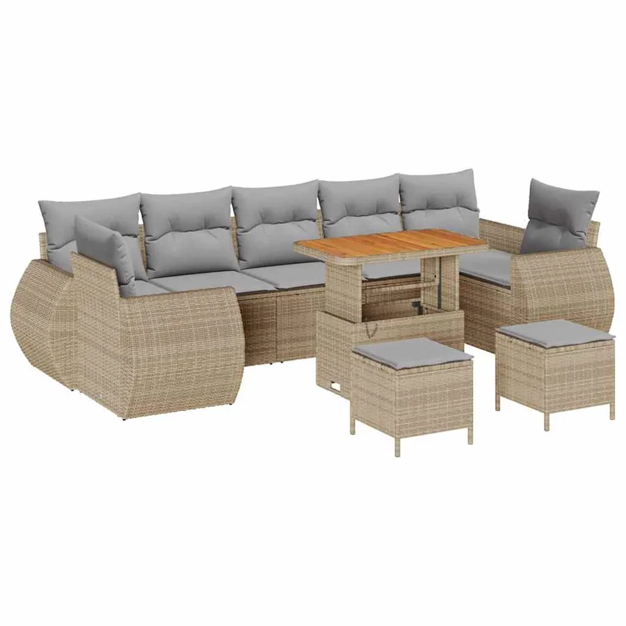 Ensemble de canapé de jardin 10 pcs beige et gris clair - 2