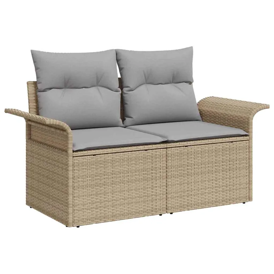 Ensemble de canapé de jardin 9 pcs Beige et Gris clair - 6