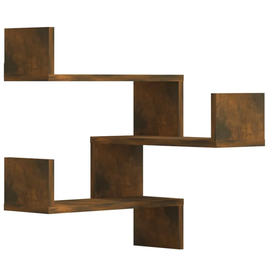 Étagères d'angle murales 2 pcs Chêne fumé 40x40x50 cm Bois - 2
