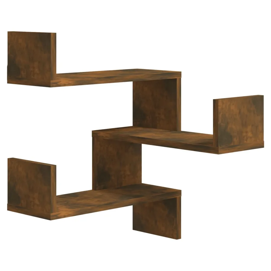 Étagères d'angle murales 2 pcs Chêne fumé 40x40x50 cm Bois - 4