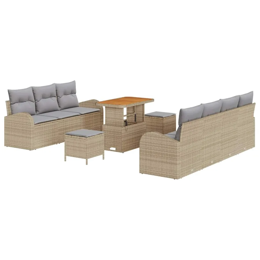 Ensemble de canapé de jardin 10 pcs Beige et Gris clair - 2