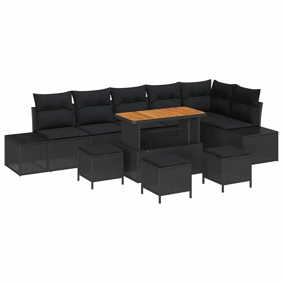 Ensemble de canapé de jardin 10 pcs Noir Poly rotin - 2