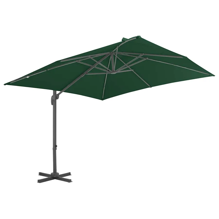 Parasol de jardin en porte-à-faux et poteau en aluminium vert - 2
